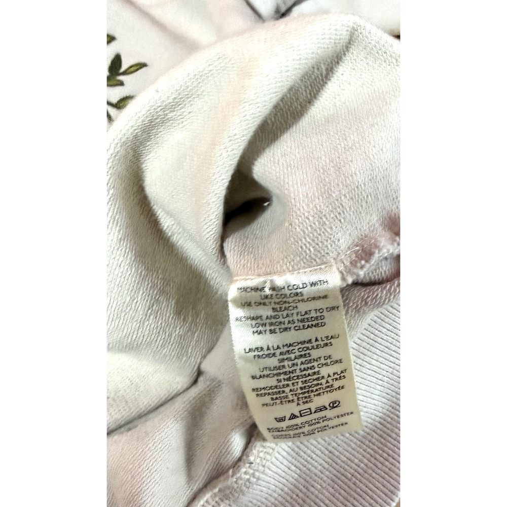 Anthropologie Embroidered Short Sleeve Sweatshirt Tan Crew Neck Women's Size S - Picture 8 of 8
